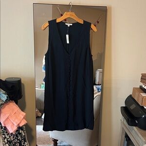 Madewell Black Sleeveless Button-Front Shift Dress